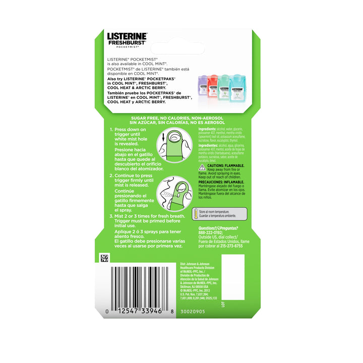 Listerine Spray Fresh Burst Pocket Mist-7.7 Milileter-6/Box-6/Case