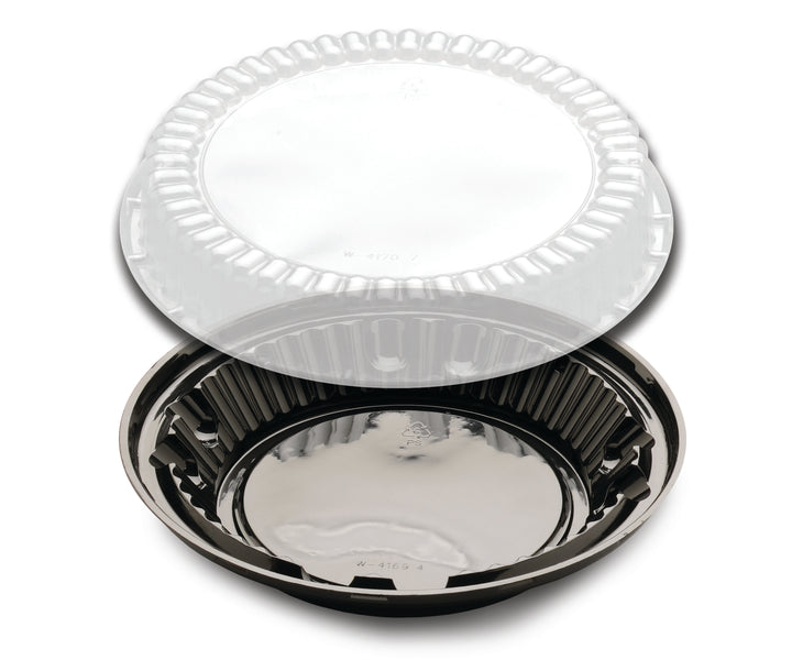 D&W Fine Pack 9 Inch Black Pie Container With Clear Dome Lid 160/Case