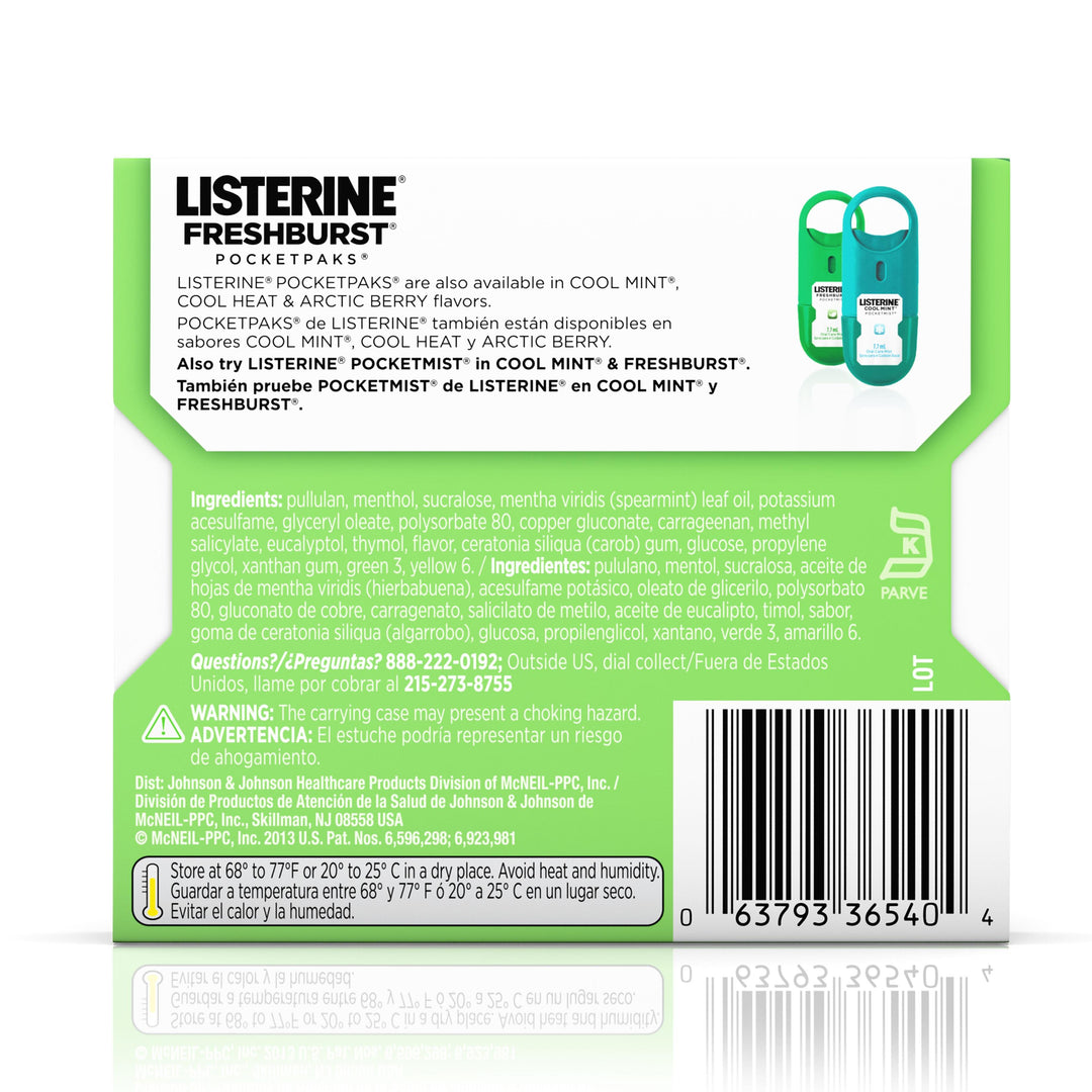 Listerine Pocketpaks Freshburst Breath Strips-24 Count-12/Box-12/Case