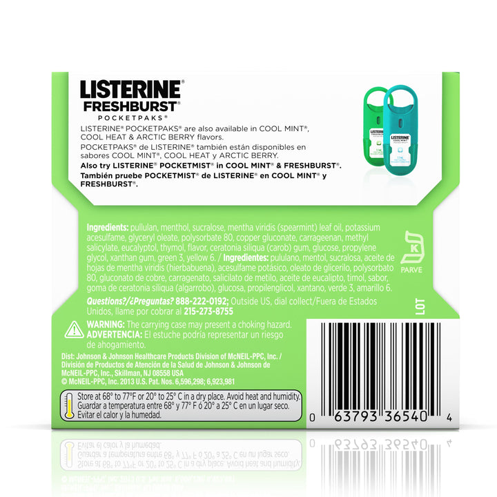 Listerine Pocketpaks Freshburst Breath Strips-24 Count-12/Box-12/Case