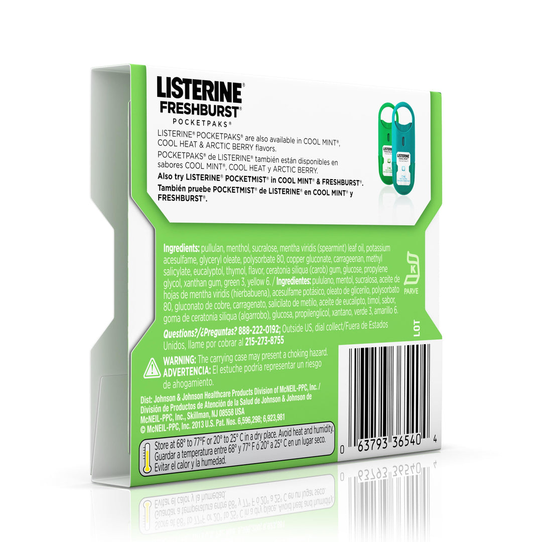 Listerine Pocketpaks Freshburst Breath Strips-24 Count-12/Box-12/Case