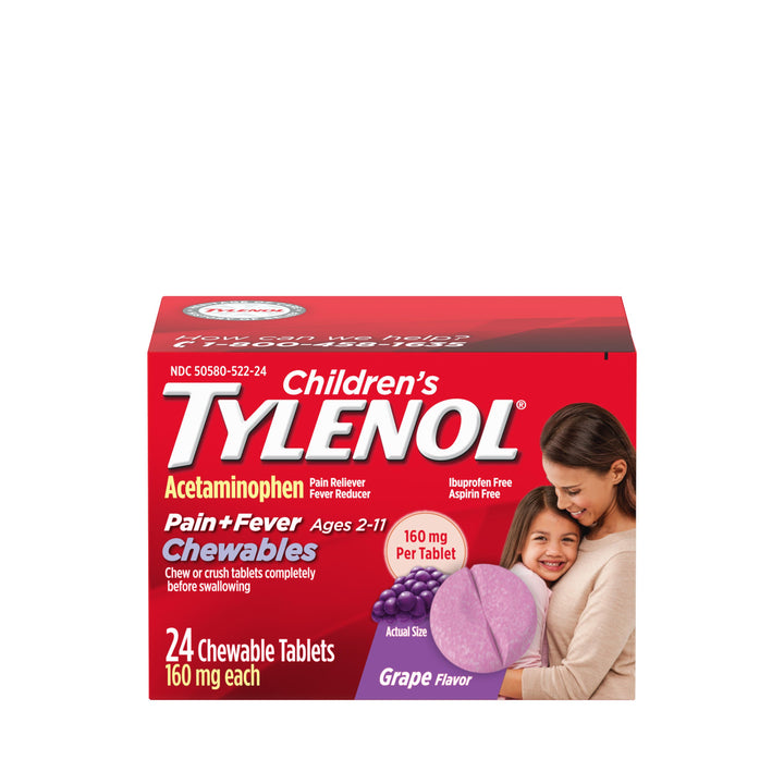 Tylenol Childrens Chewables Grape Acetaminophen 48/24 Cnt.