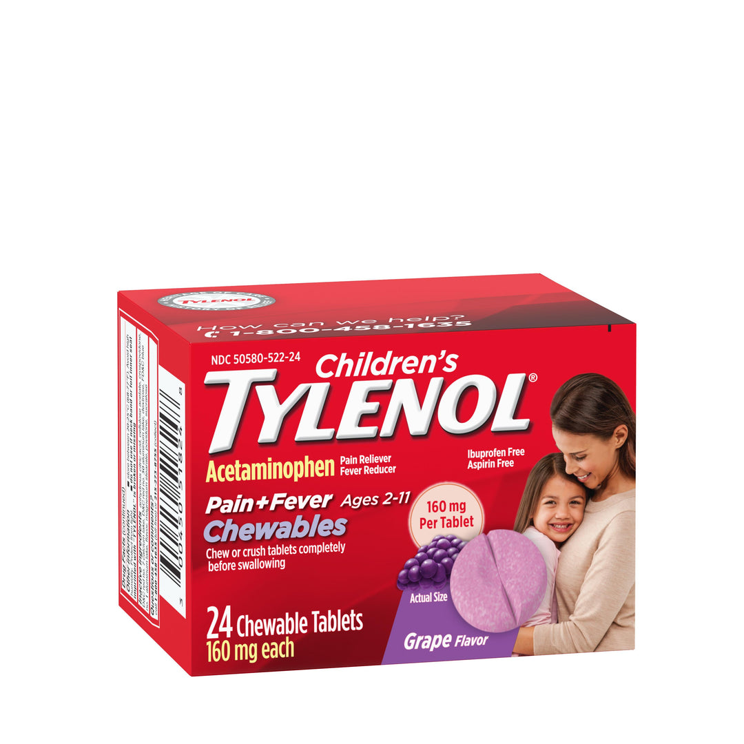 Tylenol Childrens Chewables Grape Acetaminophen 48/24 Cnt.