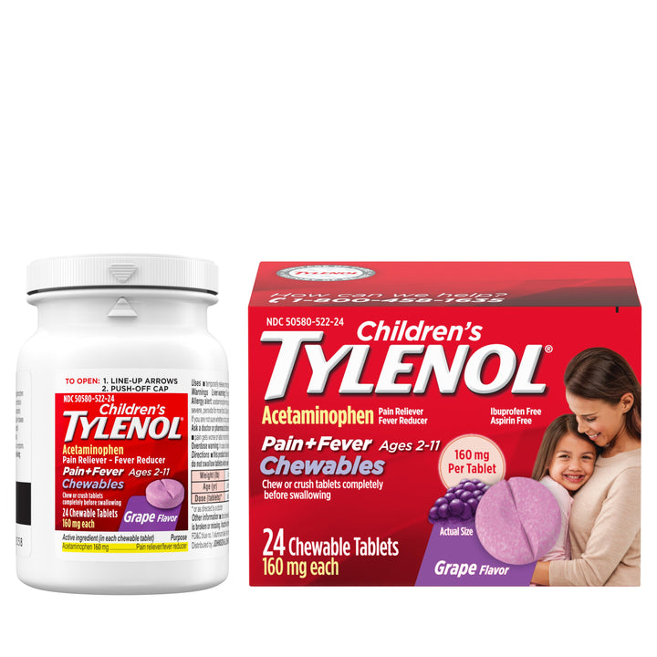 Tylenol Childrens Chewables Grape Acetaminophen 48/24 Cnt.