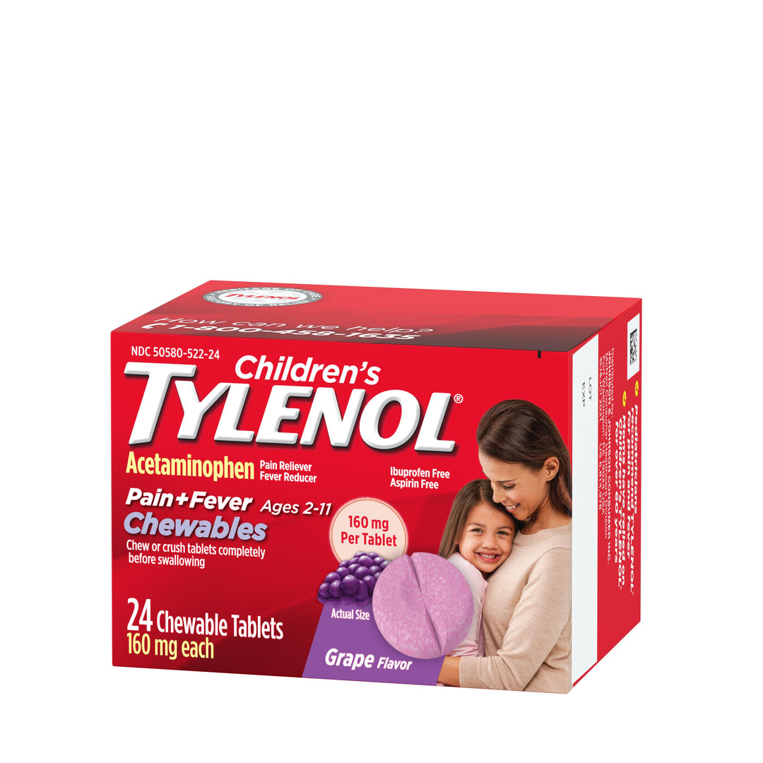 Tylenol Childrens Chewables Grape Acetaminophen 48/24 Cnt.