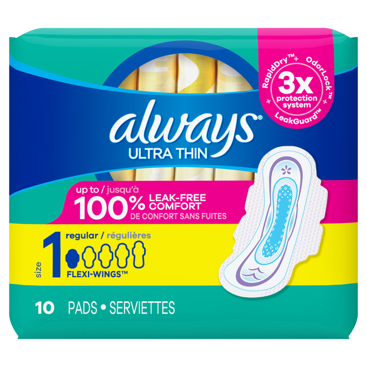 Always Ultra Thin Regular With Wings Pads-10 Count-12/Case