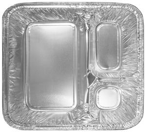 Hfa Handi-Foil 3 Compartment Aluminum Oblong Tray With Flat Board Lid Combo-1 Piece-250/Case