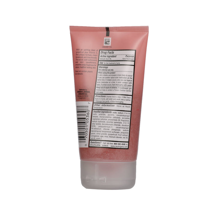 Neutrogena Oil-Free Acne Wash Pink Grapefruit Foaming Scrub-4.2 oz.-3/Box-4/Case