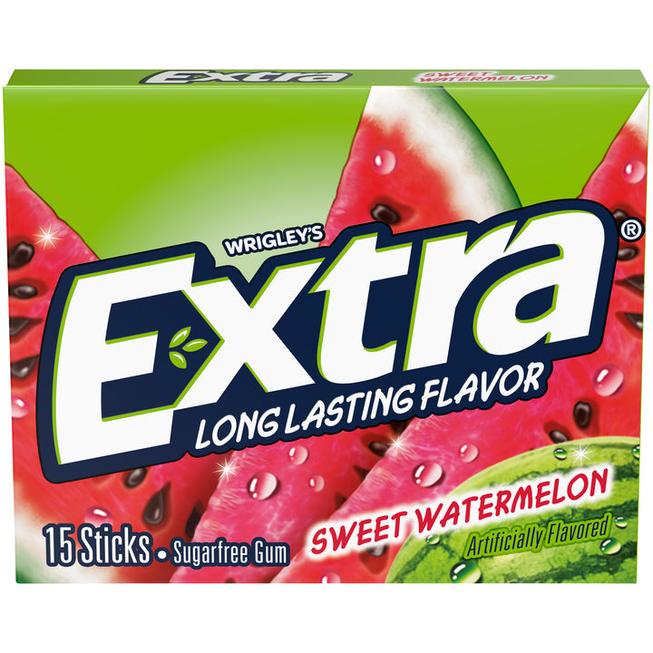 Extra 15 Sticks Fruit Sensations Sweet Watermelon Gum-15 Piece-10/Box-12/Case