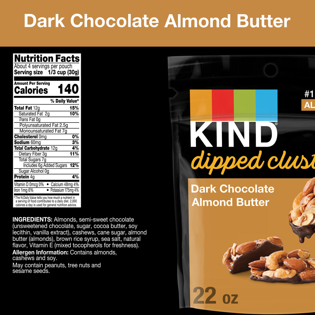 Kind Snacks Dipped Clusters Dark Chocolate Almond Butter-4 oz.-8/Case
