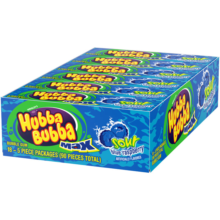 Hubba Bubba Sour Blue Raspberry Singles-5 Piece-18/Box-8/Case