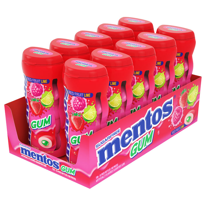 Mentos Sugar Free Pure Fresh Red Fruit Lime Gum-15 Piece-10/Box-12/Case