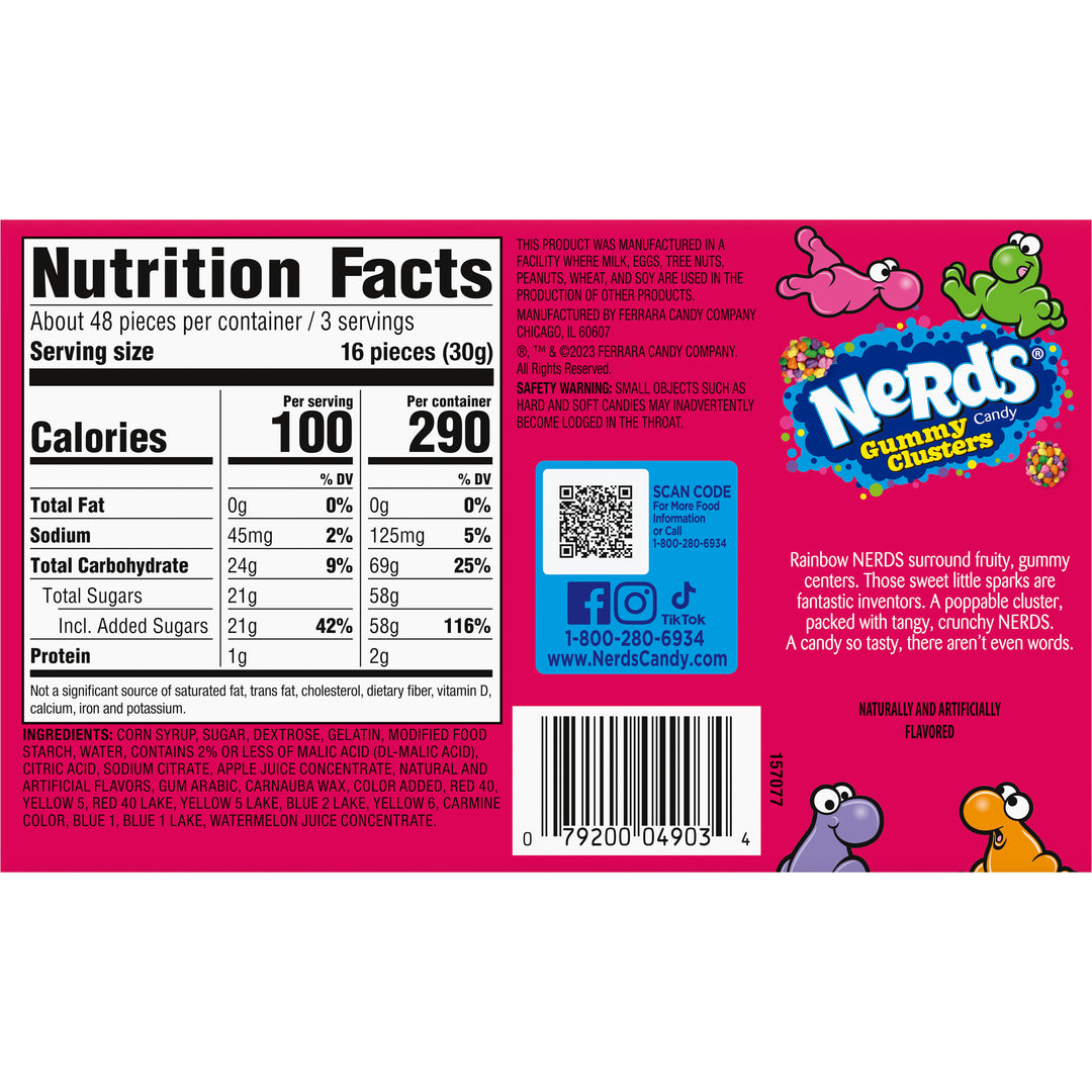 Nerds Clusters Theater Box Gummy Candy-3 oz.-12/Case