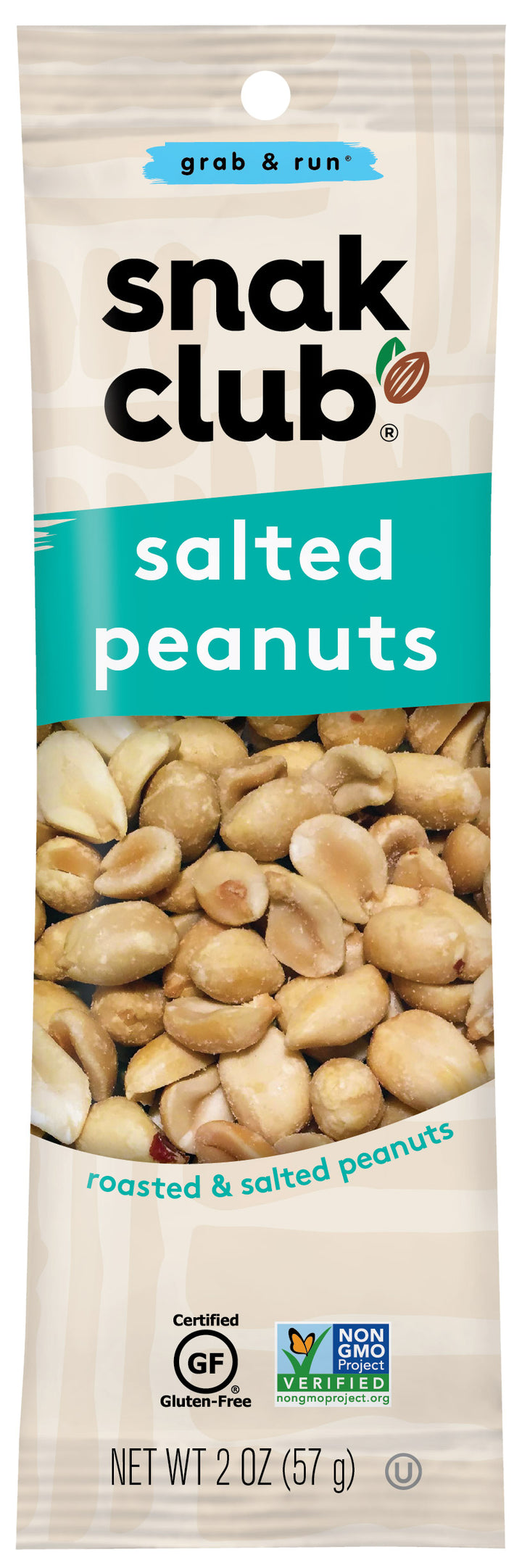 Snak Club Grab & Run Salted Peanuts-0.13 lb.-12/Box-12/Case
