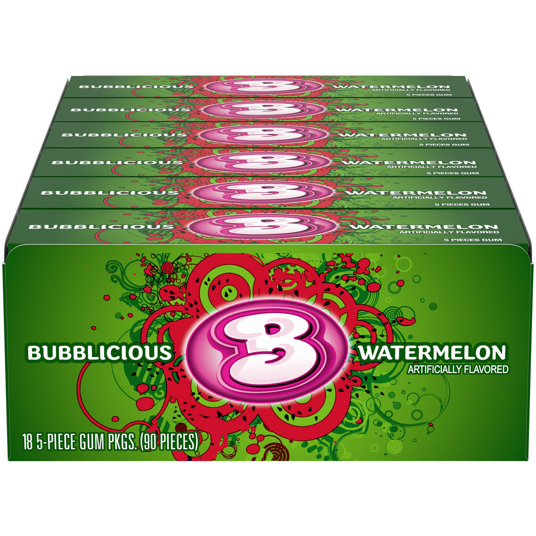 Bubblicious Wave Singles Watermelon Gum-5 Count-18/Box-8/Case