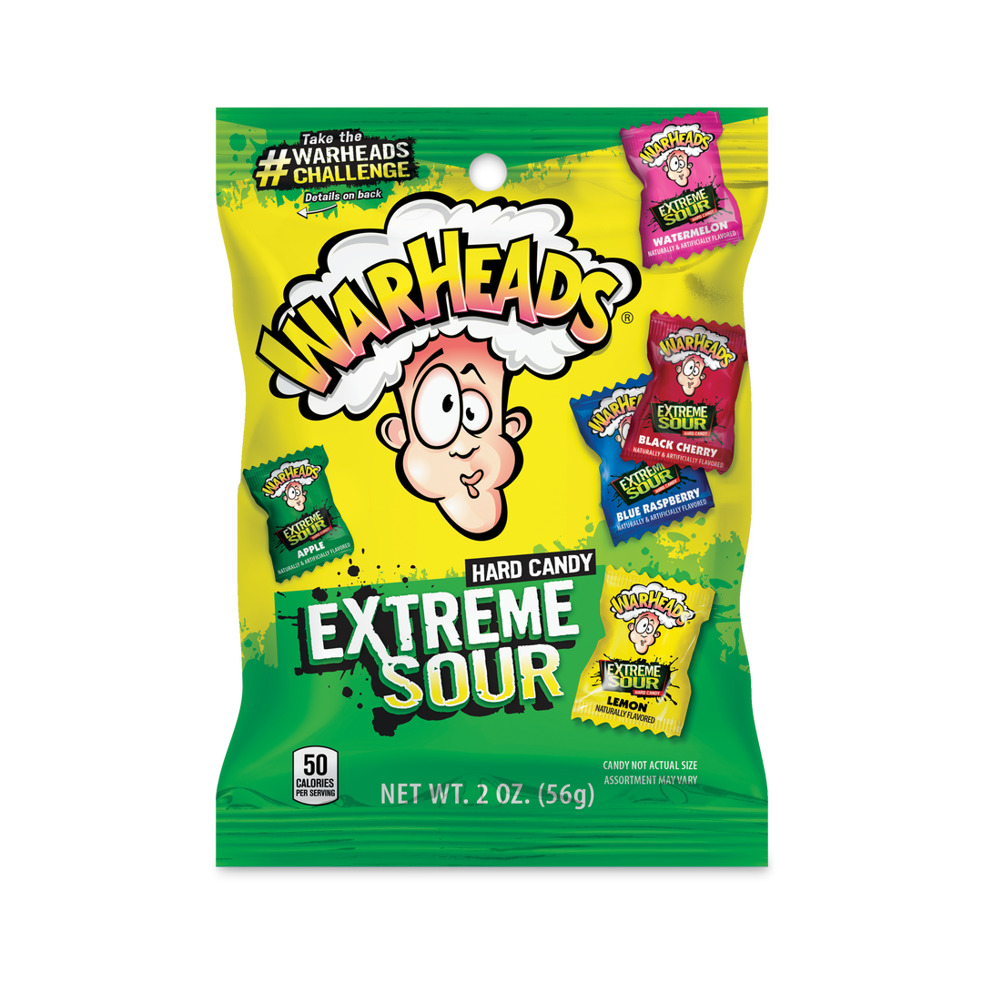 Warheads Extreme Sour Hard Candy Peg Bag-2 oz.-12/Case