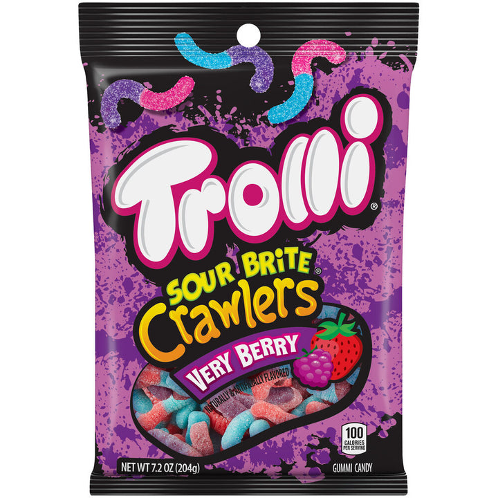 Trolli Very Berry Sour Brite Crawlers Gummy Candy-7.2 oz.-8/Case