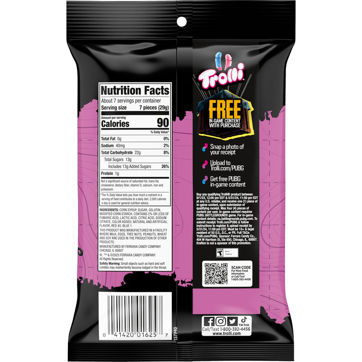 Trolli Very Berry Sour Brite Crawlers Gummy Candy-7.2 oz.-8/Case