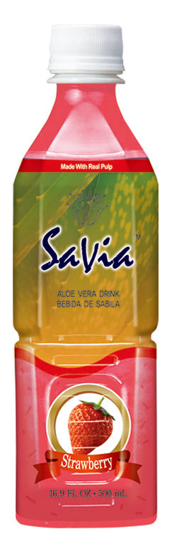 Savia Strawberry Aloe Vera Drink-500 Milliliter-12/Case