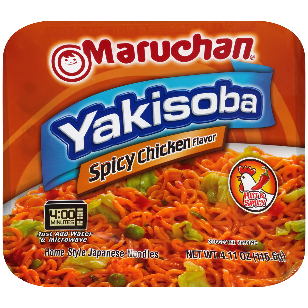 Maruchan Ramen Yakisoba Hot & Spicy Chicken Flavored Home Style Japanese Noodles-4.11 oz.-8/Case