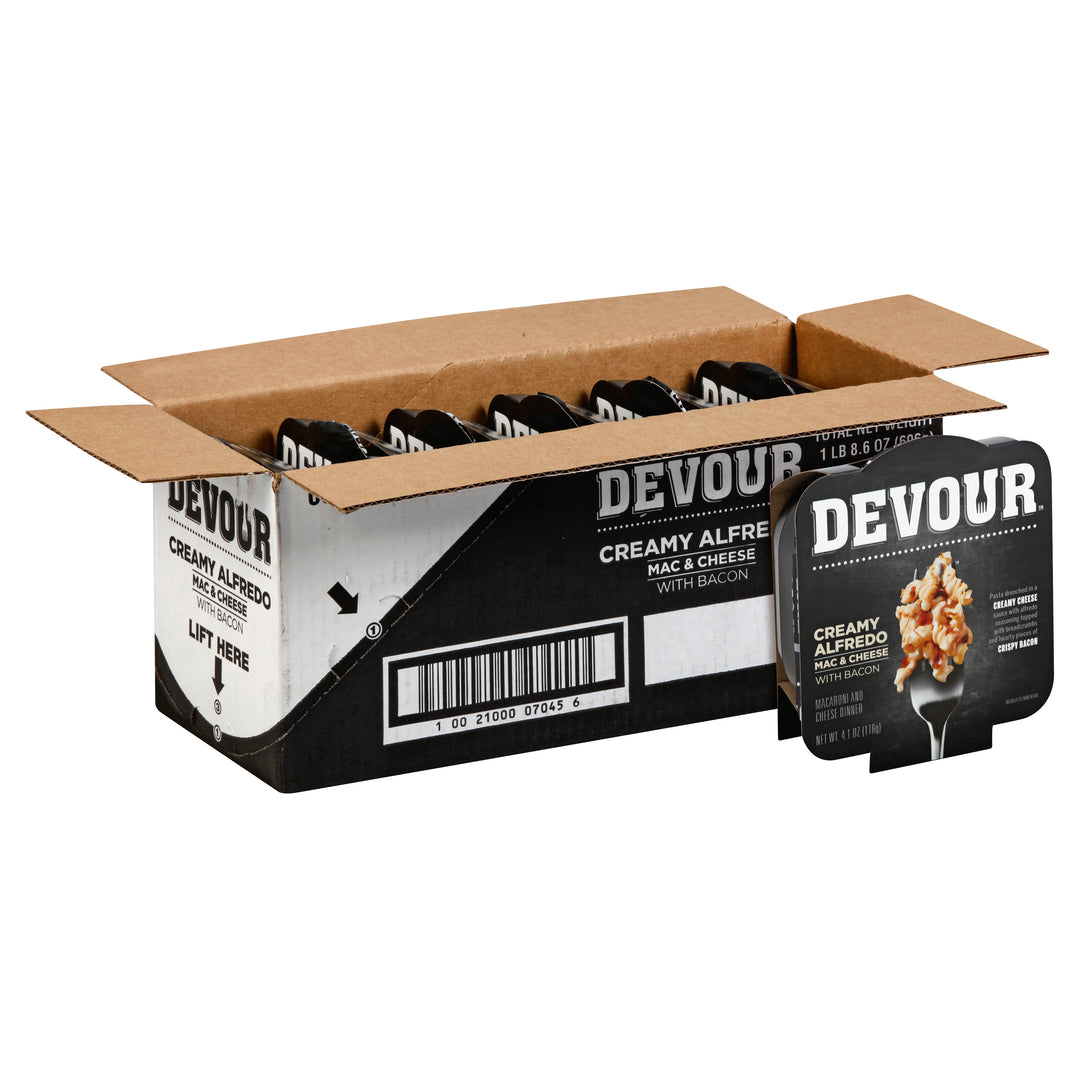 Devour Single Serve Mac N Cheese Alfredo & Bacon-4.1 oz.-6/Case