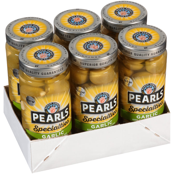 Pearls Garlic Stuffed Queen Olives Jar-7 oz.-6/Case