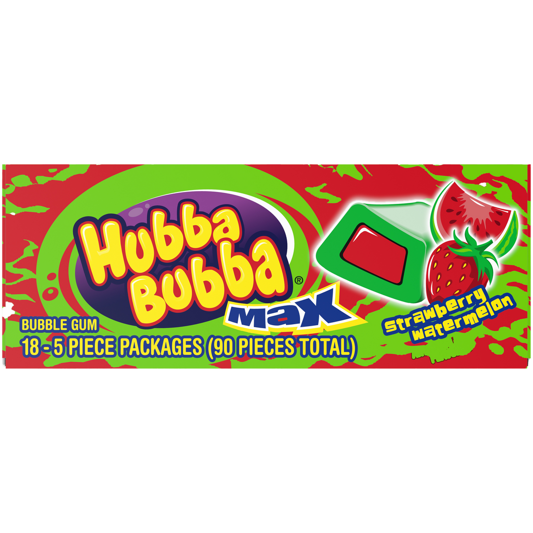 Hubba Bubba Max Strawberry Watermelon Gum-5 Piece-18/Box-8/Case