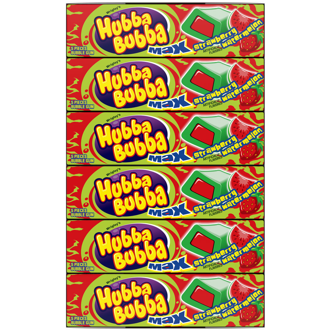 Hubba Bubba Max Strawberry Watermelon Gum-5 Piece-18/Box-8/Case
