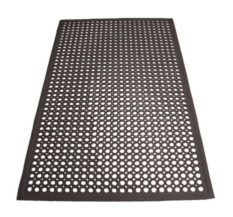 Winco 3 Ft X 5 Ft Anti Fatigue Black Rubber Floor Mat-1 Each