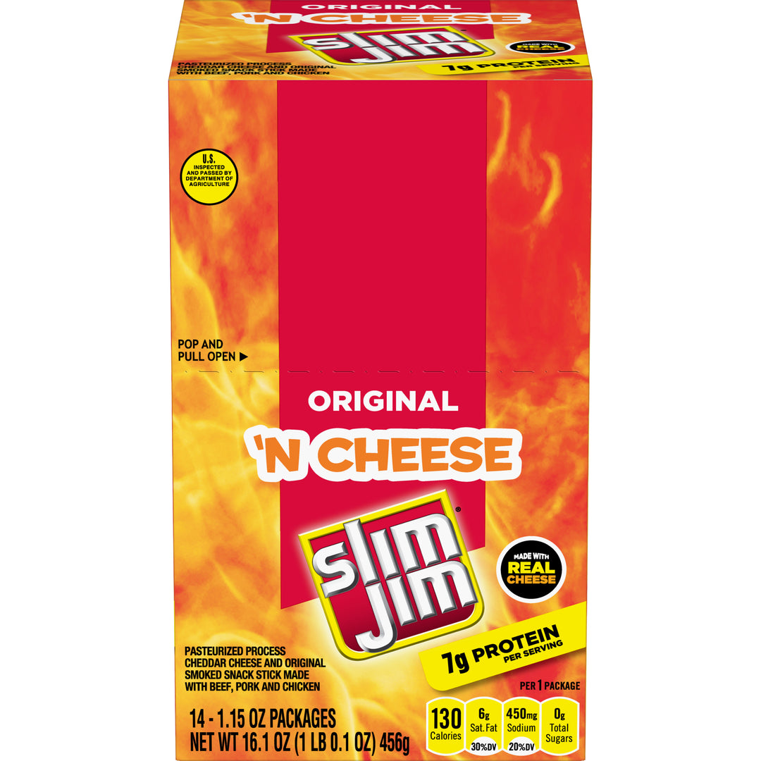 Slim Jim Cheese Original-1.15 oz.-14/Box-6/Case