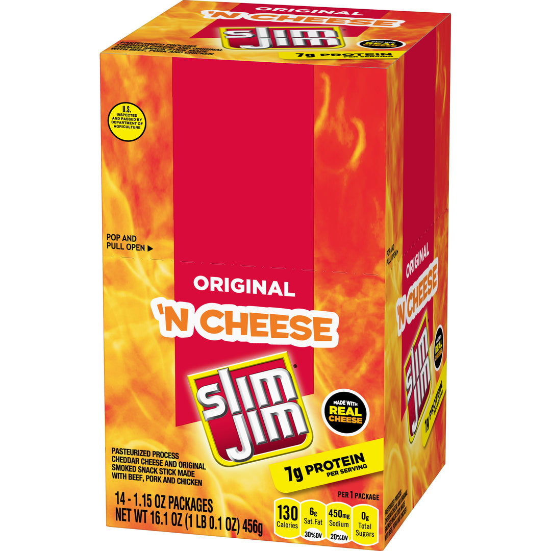 Slim Jim Cheese Original-1.15 oz.-14/Box-6/Case