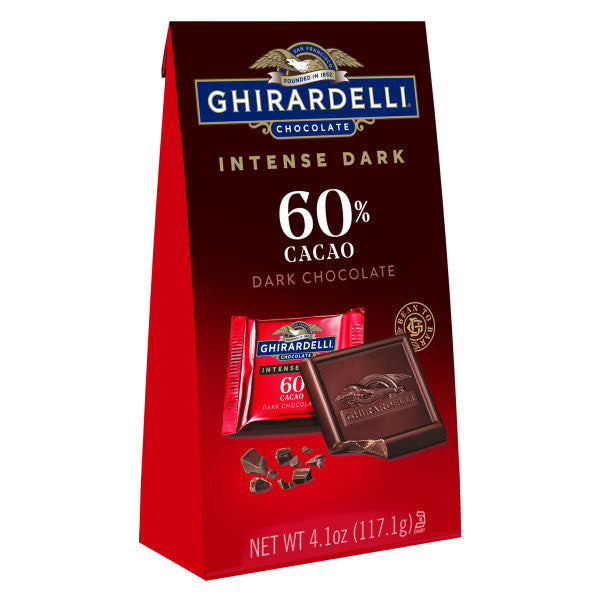 Ghirardelli 60% Cacao Intense Dark Squares Bag-4.1 oz.-6/Case