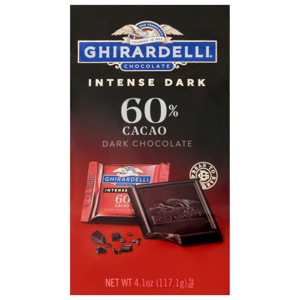 Ghirardelli 60% Cacao Intense Dark Squares Bag-4.1 oz.-6/Case