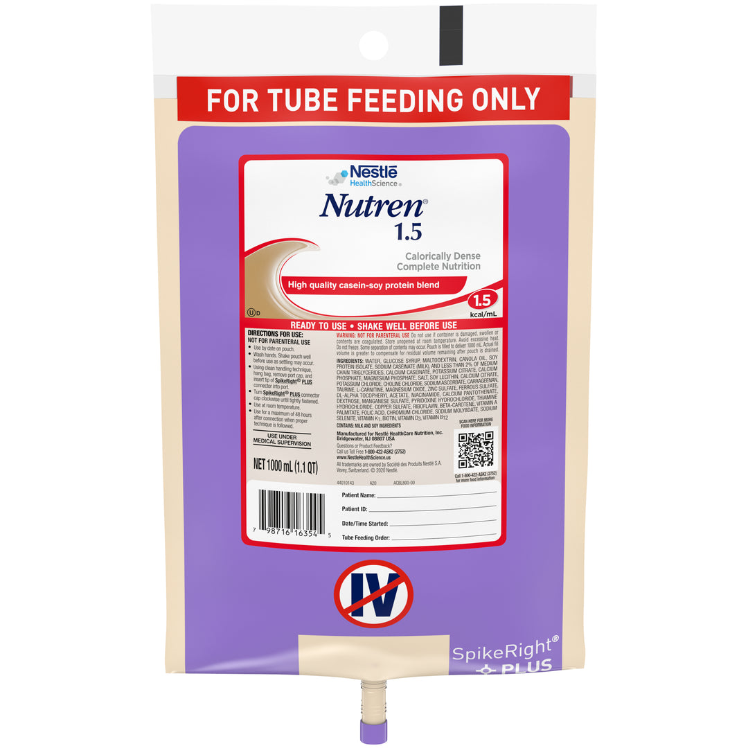 Nutren 1.5 Malnutrition Tube Feeding Nutritional Balanced High Cal-33.8 fl oz.-6/Case