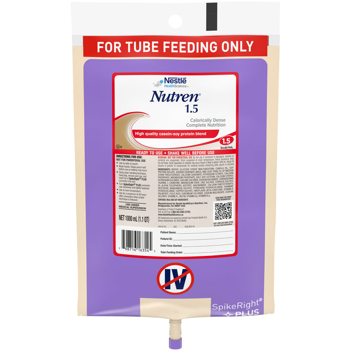 Nutren 1.5 Malnutrition Tube Feeding Nutritional Balanced High Cal-33.8 fl oz.-6/Case