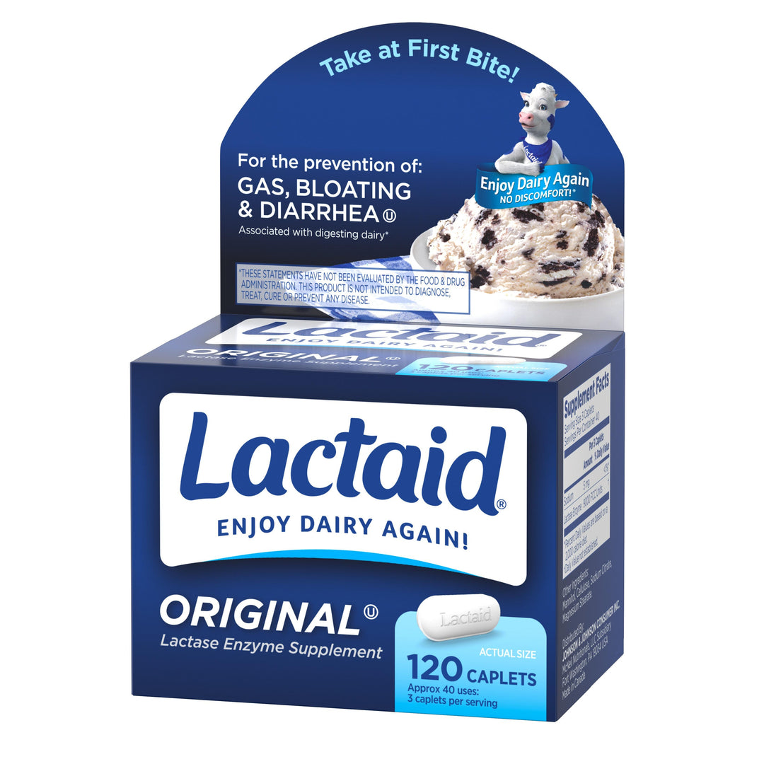Lactaid Original Strength Caplets-120 Count-3/Box-8/Case