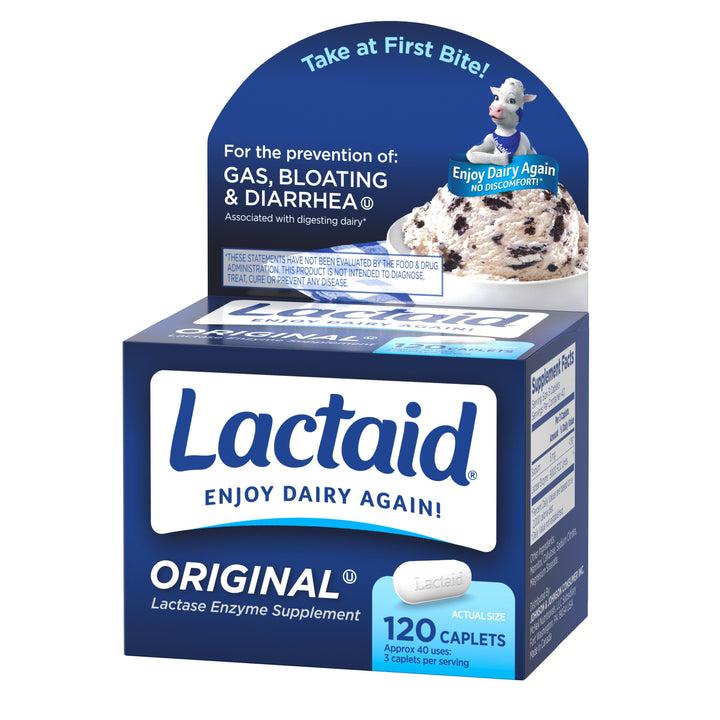 Lactaid Original Strength Caplets-120 Count-3/Box-8/Case