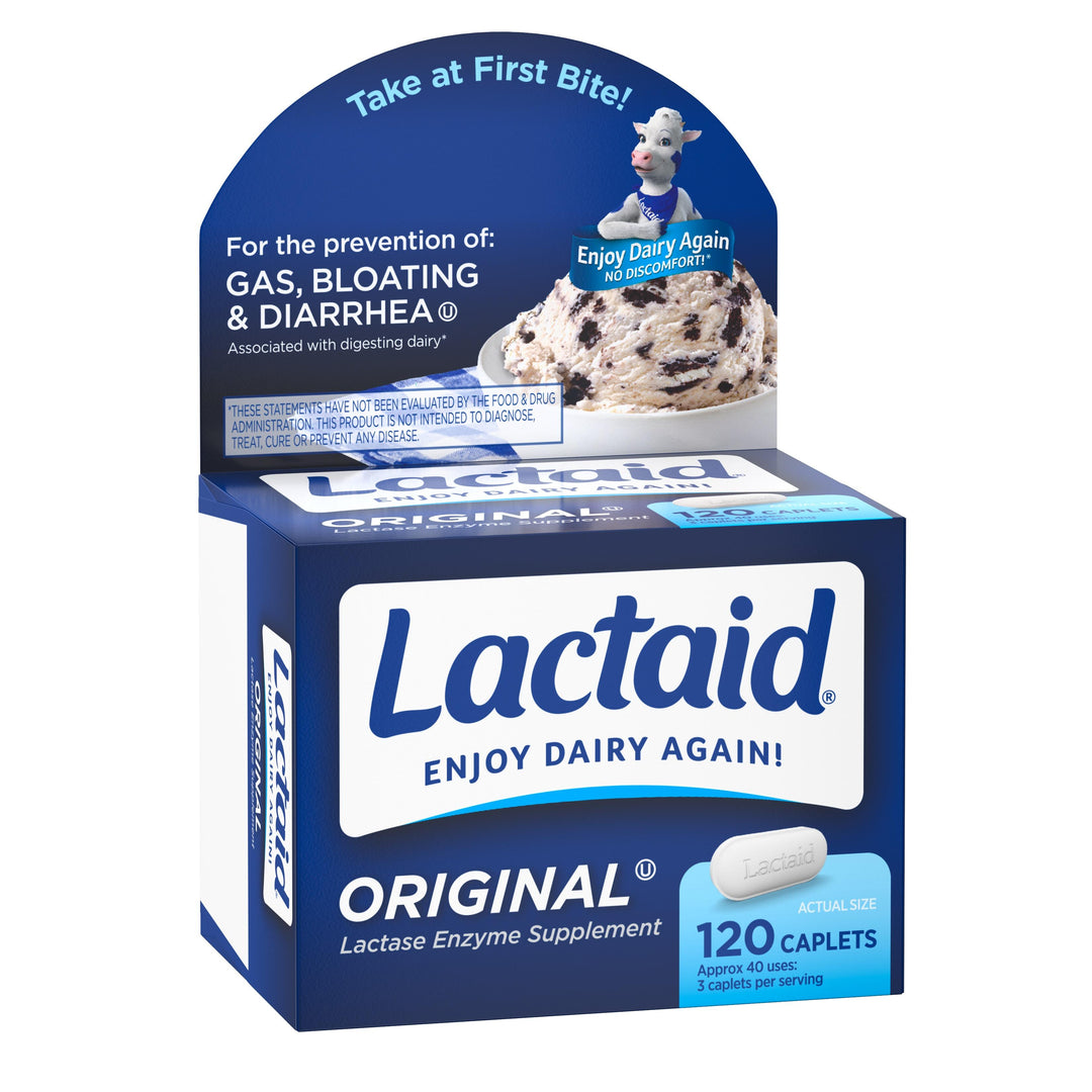 Lactaid Original Strength Caplets-120 Count-3/Box-8/Case