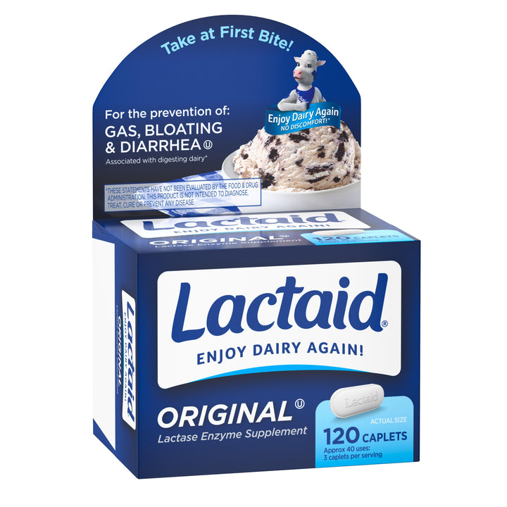 Lactaid Original Strength Caplets-120 Count-3/Box-8/Case