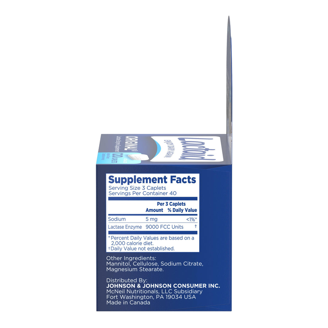 Lactaid Original Strength Caplets-120 Count-3/Box-8/Case