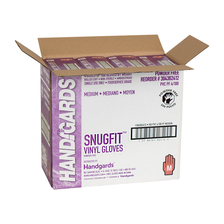 Handgards Snugfit Powder Free Medium Vinyl Glove-100 Each-100/Box-4/Case