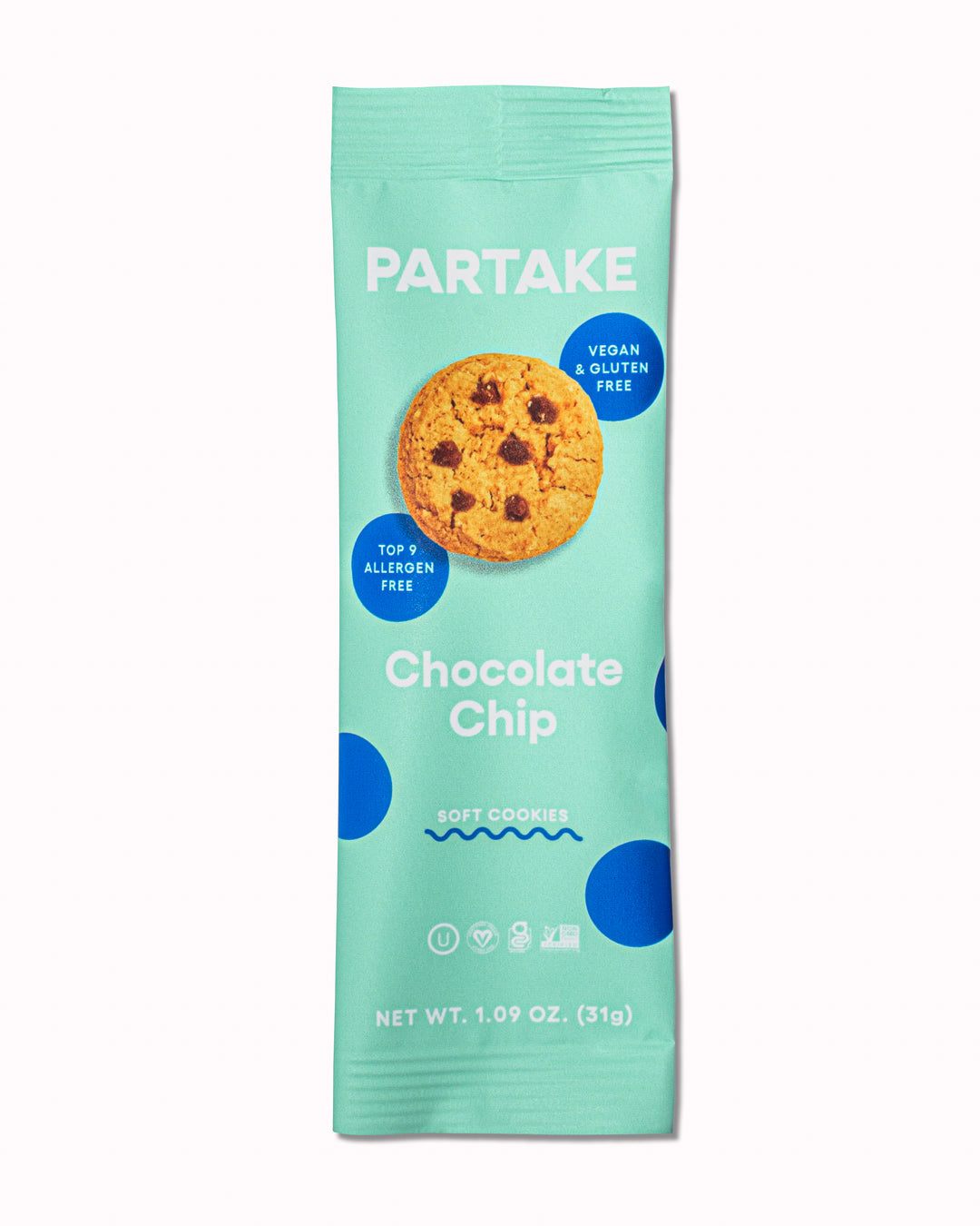 Partake Foods Soft Baked Chocolate Chip Cookies Snack Pack-1 oz.-24/Case