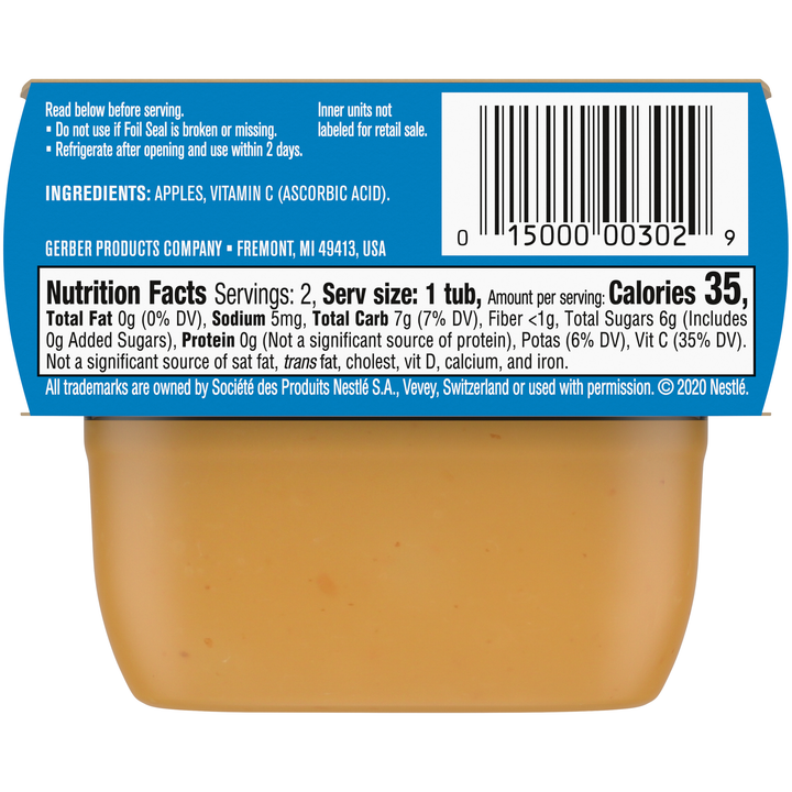 Gerber 1St Foods Non-Gmo Apple Puree Baby Food Tub-2X 2 Oz Tubs-4 oz.-4/Box-2/Case