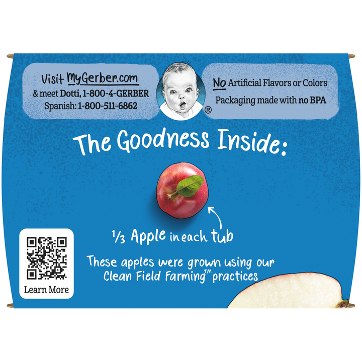 Gerber 1St Foods Non-Gmo Apple Puree Baby Food Tub-2X 2 Oz Tubs-4 oz.-4/Box-2/Case