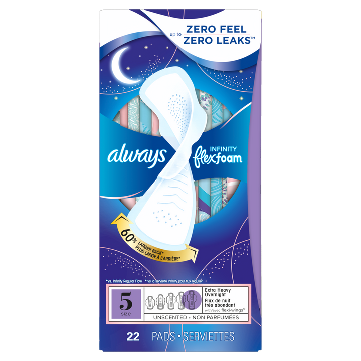 Always Infinity Pads Super Overnight With Wings-22 Count-6/Case
