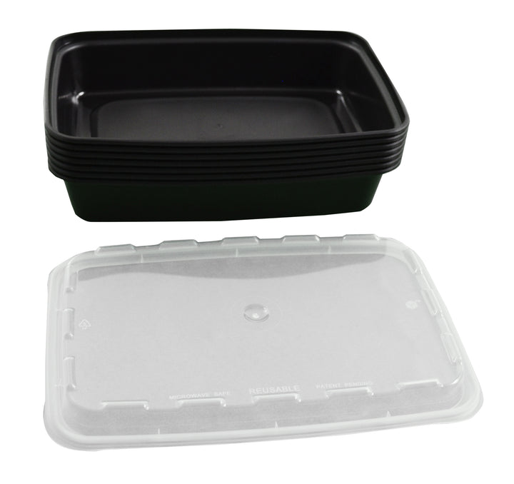 Cubeware 28 oz. Rectangular Container Black Base With Clear Lid-150 Set-1/Case