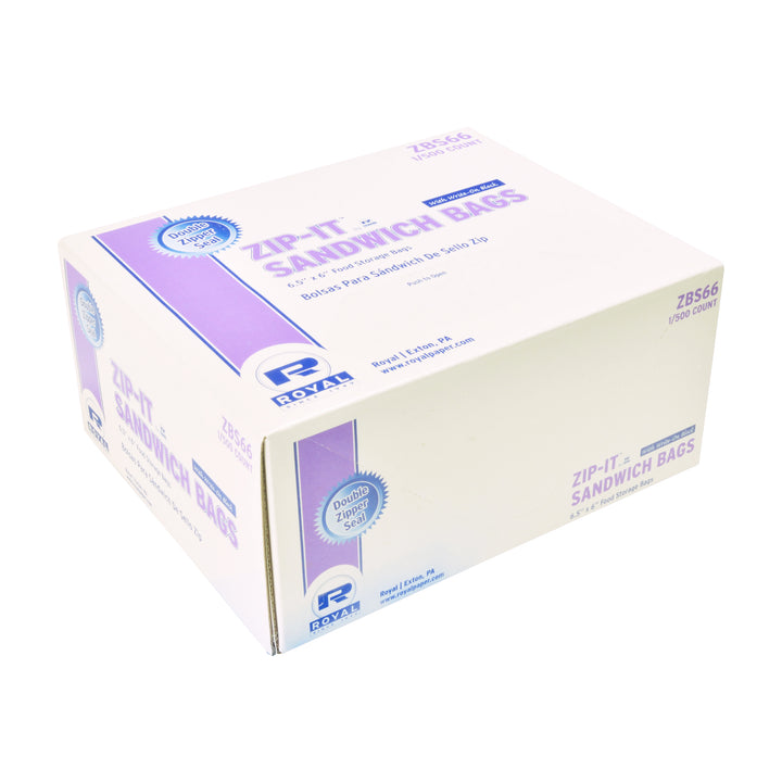 Royal 6.5 Inch X 6 Inch Double Zipper Sandwich Bag-500 Each-1/Case