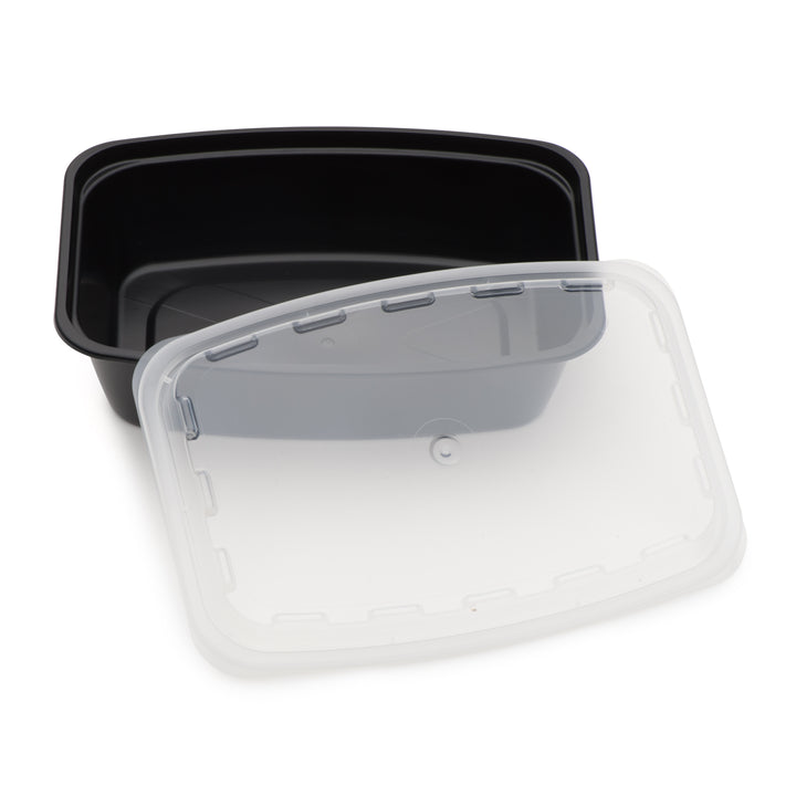 Cubeware 38 oz. Rectangular Container Black Base With Clear Lid-150 Set-1/Case
