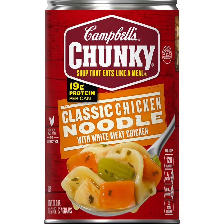 Campbell's Chunky Classic Chicken Noodle Easy Open Soup-18.6 oz.-12/Case