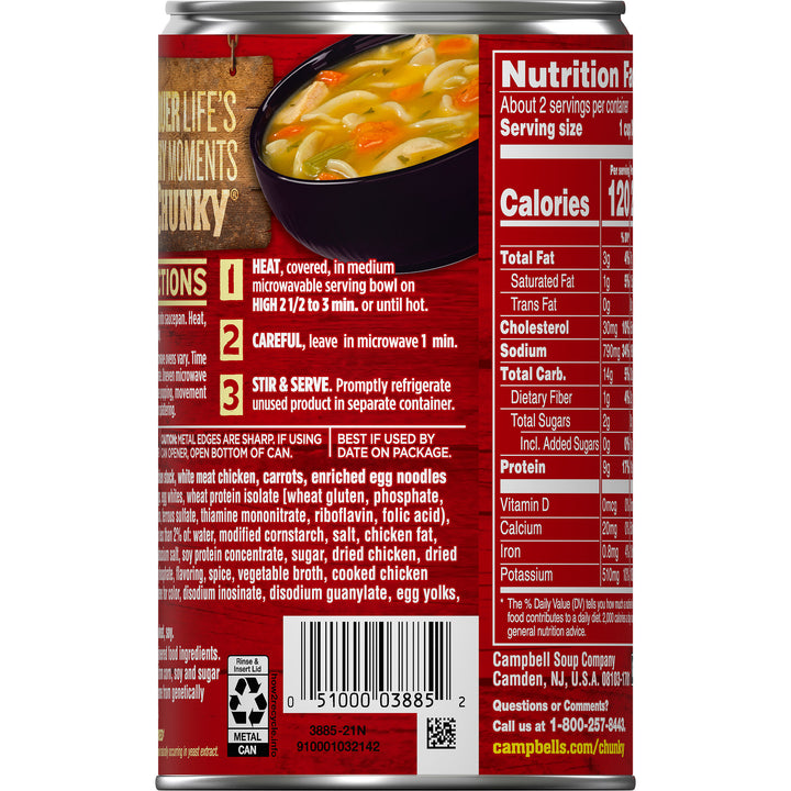 Campbell's Chunky Classic Chicken Noodle Easy Open Soup-18.6 oz.-12/Case